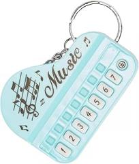 COOLHIYA Creative Mini Macaron Blue Electronic Piano Keychain Portable Lightweight Musical Instrument Pendant for Bag Decoration and DIY Craft