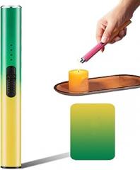 Windproof Flameless Electric Lighter, Electric Arc Flameless USB Lighter, Rechargeable BBQ Candle Lighter with Safety Lock and USB Fast Charging Data Cable (Yellow)