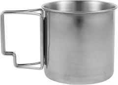 Milisten Stainless Steel Outdoor Drinking Cup with Folding Handle, 9cm Portable Metal Camping Mug for Picnic and Hiking