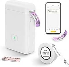 vretti Label Maker Machine with Tape, HP2 Portable Bluetooth Label Printer for Storage, Shipping, Barcode, Office, Home, Organizing Mini Sticker Label Maker with Multiple Templates (White)
