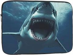 Shark Print Laptop Bag Men Women Shockproof Travel Office School Laptop Bag, black, 12 inch