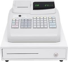 Cash Register,Electronic Cash Register with 4 Bill 5 Coin,Removable Tray and Thermal Printer,Multifunction Cash Register for Small Business/Retail/Restaurant,White