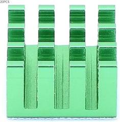Aluminum Heat Sink 20PCS | 14x14x8mm Cooling Radiator for Electronics/LED/CPU | High Thermal Conductivity with Pre - Applied Sticker | Reduces Overheating Malfunction (Green)