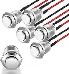 5pcs 12mm 2A 12V/24V/125V/250V AC Prewired Waterproof Push Button Momentary Stainless Steel Push Button On Off (High Head)