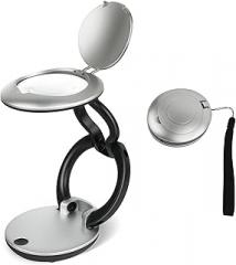 10X Lighted Magnifying Glasses for Close Work, Compact Foldable Magnifier for Reading Fine Print, Miniatures, Coins, Jewelry, Inspection