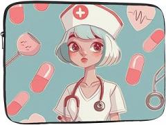 Cute Nurse Women Men Laptop Bag Shockproof Travel Office School Bag Black 13 Inch