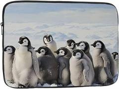 Young Penguins with Snow Men Women Laptop Sleeve Case Shockproof Travel Office School, black, 13 inch