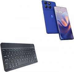 BoxWave Keyboard Compatible with Motorola Edge 60 Pro - SlimKeys Bluetooth Keyboard, Portable Thin with Chiclet-Style Keys - Jet Black