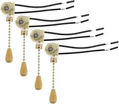 Pull Chain Switch,4Pcs Universal Two-Wire Light On-Off with Pull Chain Cords Home Ceiling Fan Wall Lamp Cabinet Light Replacement Pull Chain Cord Switch