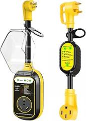 EyGde 30 Amp to 15 Amp 110 RV Adapter with Surge Protector Waterproof+30 Amp to 50 Amp RV Adapter, Patented 4200Joules Electrical Adapter with Surge Protector