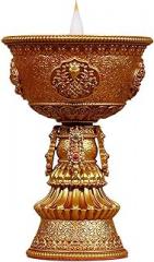 Rechargeable Holder LED Resin Lamp Tibetan Electronic Butter Lamp for Temple Devotees and Home Decor