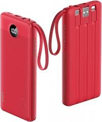VRURC Portable Charger, 10000mAh Power Bank Built in Cables for iPhone, Slim Compact Travel Essential, 5 Outputs 2 Inputs USB C Battery Pack for iPhone 17 16 15 14 13, Samsung, Android etc-Magenta