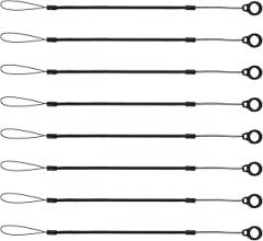 BOXOB 8pcs Elastic Tether Lanyard, 9.8 Inch Pen Leash Anti-Lose Stylus Tether Retractable Spring Coil Strap Stylus Lanyard Cord for Tether Drawing Pen to Tablet Touchscreen (Black)