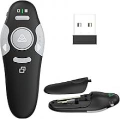QUI Presentation Clicker Wireless Presenter Remote Clicker for PowerPoint Presentation Remote, PowerPoint Slide Advancer for Mac/Windows/Linux, Google Slide/PPT/Keynote, Black