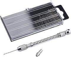 Drill Bits Portable Pin Vise Drilling Tool Micro Model Crafts For Electronics Mini Hand Drill Durable Super Thin With 20pcs Drill Bits - (Color: Black)