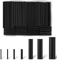 127PCS Heat Shrink Tubing Kit, 2:1 Shrink Ratio, Marine Grade Industrial Heat Shrink Tubing, Long Lasting Insulation Wire Shrink Wrap Tubing- Black