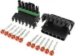 -20Sets 1-6Pin Way 2.5 Mm Series Car Auto Electronic Wire Connector Male Female Weather Pack Electrical Plug AICNRUT(Brown,1Set)