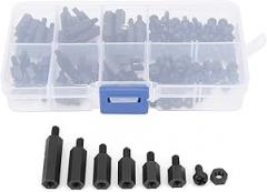 Nylon Screw Assortment Kit | 180Pcs M3 Black Hex Standoffs/Nuts/Screws | Oxidation Protected & Non - Conductive | Electronics / 3D Printing/Office Equipment