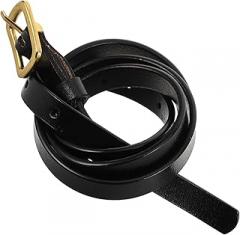 Milisten Thin Belt for Women and Men, Minimalist Narrow Waist Strap with Adjustable Buckle, Black Pu Leather Waistband for Business and Casual Daily Wear