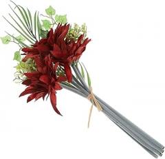 Milisten Artificial Sunflower Bouquet Decorative Faux Monstera Leaves Red Imitation Flowers for Home Living Room Party Photo Prop Floral Arrangement