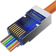 RJ45 Cat6 Straight Connector EZ Crimp STP Modular(50pcs,Black STP)