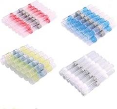 150PCS Solder Seal Wire Connectors with Heat Gun，Self Soldering Heat Shrink Butt Connector，Terminals Ideal for Marine, and Truck line Docking、Corrosion Resistant, Weatherproof (01-Red)