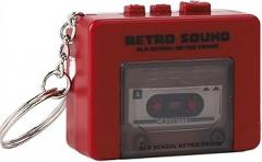 Retro Mini Tape Voice Recorder Ornament Keychain, Portable 40s Microcassette Retro Sound Player, Record Love Words/Music/Other Sounds, for Backpacks, Birthday and Valentine's Couple Gifts (Red)