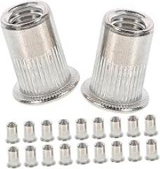 Alipis 70pcs Stainless Steel Rivet Nuts Flat Head Threaded Insert Nut Kit for Machinery Furniture Electronics