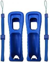 2 x Silicone Skin Case Cover with Hand Wrist Strap for Wii Remote Controller (Blue)