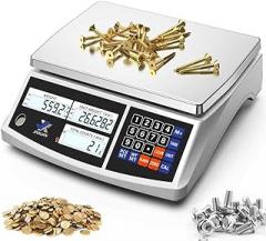 Industrial Counting Scale 66lb/30kg x 0.5g Digital Inventory Scale for Small Parts Coins Jewelry, lb/g/kg/oz Electronic Bench Scale Precision Gram Scale with LCD Backlight Display Batteries AC Adapter