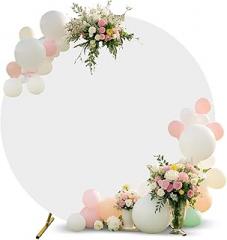 6.6 ft Arch Backdrop Cover(Only Cover, Stand not Included)，Round White Balloon Arch Covers Spandex Fitted, Circle Wedding Arch Cover for Ceremony Birthday Baby Shower Party Decoration