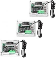 AITRIP 3PCS W1209 12V DC Digital Temperature Controller Board with 10A One-channel Relay and Waterproof Micro Digital Thermostat -50-110°C Electronic Temperature Temp Control Module Switch (With Case)