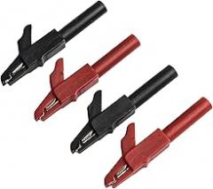 4MM Insulated Clips with PA Sheath and Copper Nickel Plating, 12mm Opening Red Black Clamps for Wires, Non Welding Banana Connector Terminal for Electronics