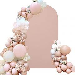 Fivenl Spandex Fitted Wedding Arch Cover, Cameo Brown, 7.2FT Round Top Chiara Backdrop Stand Cover