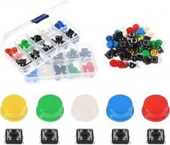 50 Pcs Breadboard Buttons Tactile Push Button Kit Plastic Interface Big Pushbutton Set for Breadboard DIY Electronics Projects High Sensitivity Momentary Contact Buttons Easy to Install