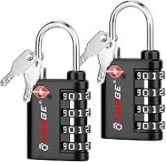 Forge Dual-Opening: Key or Combination Lock, TSA Approved Lock for Luggage, Pelican case, Travel, Gym, School,Luggage Combination Lock,Travel Bag Lock (Black 2 Pack)