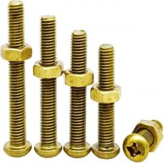 (10pcs) Brass Round Head Screw Nut Set Kit, M6x10mm, Fasteners Maintenance Copper Electronic workbenches Mechanical Shafts.