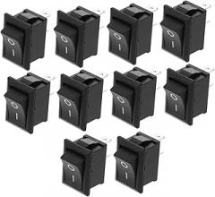 10pcs Boat Shape Rocker Button Compact Safety Push Button for Electronic Devices No Wire