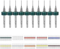 PCB Drill Bit Set,Carbide Steel Precision Drill Bits 0.1mm to 1.0mm for Circuit Board Drilling Kit - 10pcs for Micro Drill Bits for Electronics,Acrylic and Wood（0.5mm）
