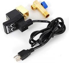 AC 110V 1/2'' Electronic Automatic Timed Drain Valve, Water Tank 2-Way Direct-Acting Drain Valve for Compressed Air with Power Cable 3 Pin US Plug (G1/2 Thread)