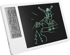 LCD Writing Tablet with, Desktop Electronic Calendar LCD Handwriting Board,Type C Rechargeable 120mAh Digital Display Notepad,with Alarm Function, for Schools, Offices, Living