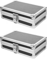 Small Portable Aluminum Alloy Toolbox, 2pcs Anti-shock Storage Case with Handle, Compact Tool Organizer for Electronics and Accessories (11x18x5.8cm)