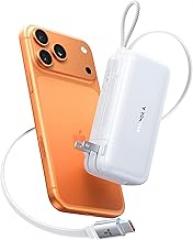 TORRAS EasyGo 3-in-1 Portable Charger Power Bank with Wall Plug & Retractable USB-C Cable, Fast Charging 10000mAh Battery Pack for iPhone 17/16/15, Samsung, Laptop, MacBook - Travel Essential