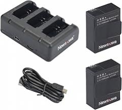 Newmowa AHDBT-302 1300mAh Replacement Battery (2-Pack) and Rapid 3-Channel Charger for GoPro Hero 3, GoPro Hero 3+, AHDBT-301, AHDBT-302