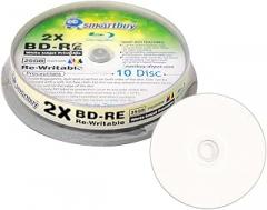 10 Pack Smartbuy 2X 25GB Blue Blu-ray BD-RE Rewritable White Inkjet Hub Printable Blank Bluray Disc