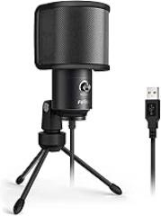 FIFINE USB Microphone, Metal Condenser Mic with Detachable Pop Filter Bundle, Recording Microphone with Shield Windscreen for Laptop MAC or Windows, Vocals, Voice-Over, YouTube Videos (K669B+U1)