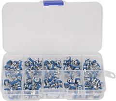Variable Resistor Trimmer Potentiometer 100Pcs 10 Values Blue White Adjustable Electronic Components for DIY Electronics Projects