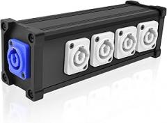 XMSJSIY PowerCon Input to Powercon Output Splitter 1 to 4 Power Distribution Box 4 Channel Multi 1 in 4 Way Out PowerCon Center for LED Screen Beam Moving Head Light, Stage Light Power and More