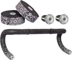 Black Silver | Road Bike Bar Tape Sticky Kush Star Fade Bar Tape Eva/Pu Bike Anti - Skid Shock Absorber Wrap Tape with 1 Pair Bar Plugs New 2026 High for Reliable Electronic Component, Precision