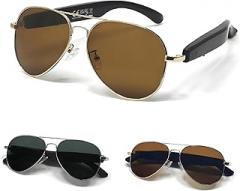 CNBRO AI Smart Bluetooth Brown Aviator Sunglasses for Men Women Trendy Translator Retro Polarized Sun Glasses with Speakers